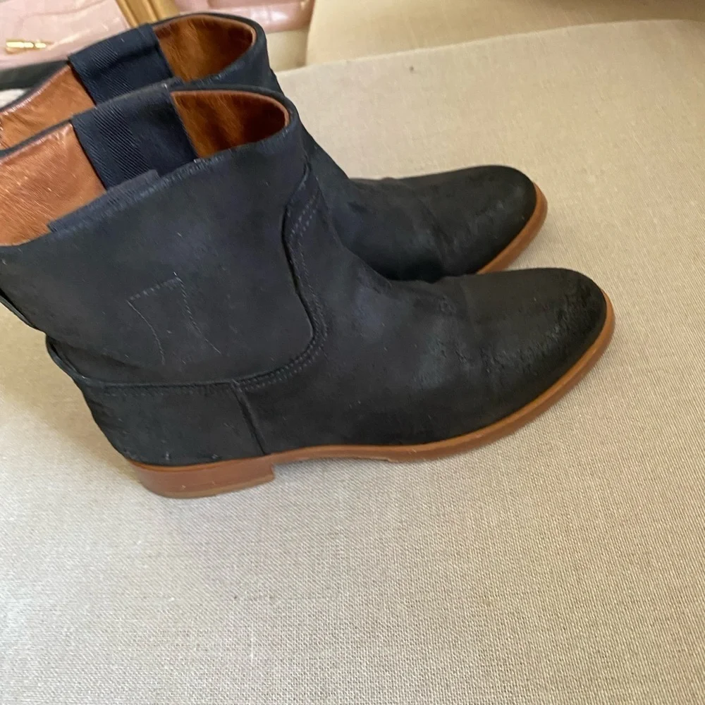 Rag & Bone Italian   black oiled Leather boots  boho chic ,Sole in Tan size 36.5